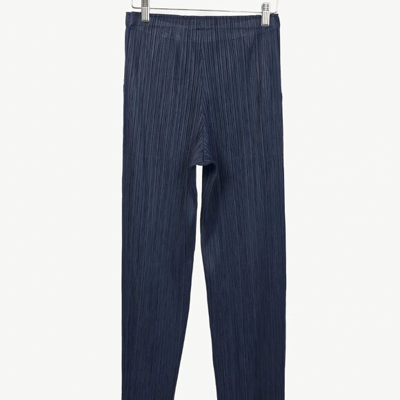 Pleats Please Issey Miyake Navy Straight-Leg Pants - Picture 2 of 7